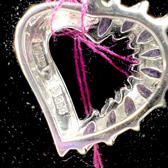 Sterling and Amethyst Heart Shaped Pendant with 18” Chain Sterling Chain - Picture 2 of 3